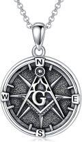wholesale 925 Sterling Silver Compass Pendant Necklace with Masonic Symbol - Nautical s for Women-0-0