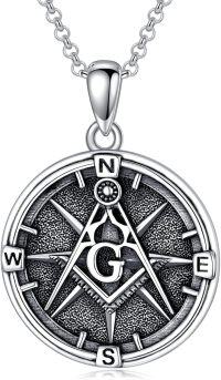wholesale 925 Sterling Silver Compass Pendant Necklace with Masonic Symbol - Nautical s for Women-Masonic Compass