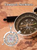 wholesale 925 Sterling Silver Pink Crystal Compass Pendant Necklace with Arrow Design and Inspirational Quote Go Confidently in the Direction of Your Dreams-0-5
