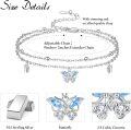 wholesale 925 Sterling Silver Blue Stone Butterfly Charm Ankle Anklet for Women-0-1