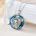 wholesale 925 Sterling Silver Blue Crystal Swarovski Monkey Pendant Necklace for Women-0-4