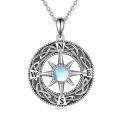 wholesale 925 Sterling Silver Compass Locket with Abalone Shell and Cubic Zirconia Pendant Necklace Memorial Jewelry-0-6