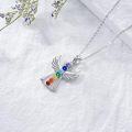 wholesale 925 Sterling Silver Rainbow Crystal Guardian Angel Wing Pendant Necklace for Women-0-4