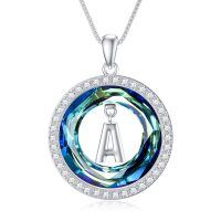 TOUPOP Sterling Silver Stone Alphabet A Initial Letter Pendant Necklace-undefined