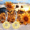 wholesale 925 Sterling Silver Daisy Flower Drop Earrings with Gold and White Stones for Women-0-3