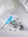 wholesale 925 Sterling Silver Flamingo Heart Abalone Shell Cremation Keepsake Pendant Necklace with Funnel and Fill Tool Set-0-2