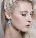 wholesale 925 Sterling Silver Butterfly Blue Crystal Heart Leverback Earrings-0-1