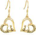 wholesale Gold 925 Sterling Silver Heart-Shaped Giraffe Dangle Drop Earrings -0-0