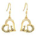 wholesale Gold 925 Sterling Silver Heart-Shaped Giraffe Dangle Drop Earrings -0-0