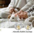 wholesale 925 Sterling Silver Daisy Flower & Gold Bunny Rabbit Dangle Drop Earrings for Women - Easter Gift Idea-0-4