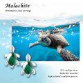 wholesale 925 Sterling Silver Malachite Sea Turtle Stud Earrings - Hawaiian Ocean Jewelry for Women-0-5