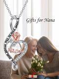 wholesale 925 Sterling Silver Nana Rose Flower Love Heart Necklace for Mom Grandma Wife Daughter Gifts-0-1