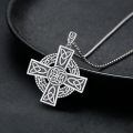 wholesale 925 Sterling Silver Celtic Cross Pendant Necklace Vintage Oxidized Trinity Knot Chain-0-4