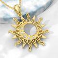 wholesale Gold 925 Sterling Silver Lab-Grown Cubic Zirconia Sun Pendant Necklace for Women-0-3