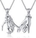 wholesale S925 Sterling Silver Matching Necklaces Pinky Promise Hand Pendant Best Friend  for Women Men-0-0