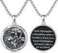wholesale 925 Sterling Silver Saint Christopher Traveler Protection Pendant Necklace-0-0