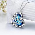 wholesale 925 Sterling Silver Blue Crystal Heart Zodiac Constellation Pendant Necklace-0-3