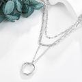 wholesale 925 Sterling Silver Bohemian Layered Necklace with Triangular Pendant and Chain - Holiday Gift Ideas for Her-0-3