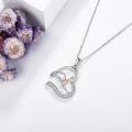 wholesale 925 Sterling Silver Heart-Shaped Dancing Ballerina CZ Pendant Necklace for Women and Girls-0-3