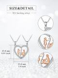 wholesale 925 Sterling Silver Heart-Shaped Pendant with Rose Gold Figures and Cubic Zirconia - Mommy & Me Jewelry Set for Women-0-1