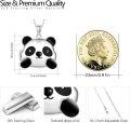 wholesale 925 Sterling Silver Black Enamel Panda Charm Pendant Necklace for Women Girls  36 Chain Length-0-4