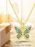 TOUPOP 14K Yellow Gold Butterfly Pendant Necklace For Women Birthday Gifts-0-2