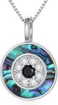 wholesale 925 Sterling Silver Abalone Shell Evil Eye Pendant Necklace for Women Greek Protection Amulet s-0-0