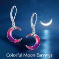 wholesale 925 Sterling Silver Crescent Moon Star Drop Dangle Lever Back Earrings-0-1