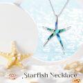 wholesale 925 Sterling Silver Starfish Necklace with Opal Pendant Hawaiian Beach Ocean Jewelry for Women Girlfriend-0-3