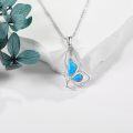 wholesale 925 Sterling Silver Blue Opal Heart Pendant Necklace for Women-0-2