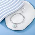 wholesale 925 Sterling Silver Opal Letter S Charm Chain Bracelet With Adjustable Extender-0-1