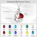 wholesale 925 Sterling Silver Crystal Red Butterfly Vine Birthstone Necklace for Women-0-2