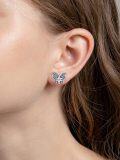wholesale 925 Sterling Silver Cubic Zirconia Blue Butterfly Stud Earrings for Women, Gift Box-0-3