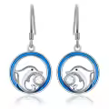 TOUPOP 925 Sterling Silver Dolphin Dangle Drop Hook Earrings Ocean Animals Jewelry-0-0