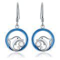 TOUPOP 925 Sterling Silver Dolphin Dangle Drop Hook Earrings Ocean Animals Jewelry-0-0