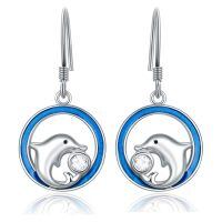 TOUPOP 925 Sterling Silver Dolphin Dangle Drop Hook Earrings Ocean Animals Jewelry-undefined