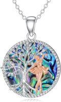 wholesale 925 Sterling Silver & Abalone Ballet Tree of Life Necklace - 20mm Dance Pendant - Gift for Mother's Day, Anniversaries, Loved Ones-0-0