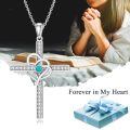 wholesale 925 Sterling Silver Turquoise Celtic Knot Cross Necklace with Cubic Zirconia and Chain for Men & Women - Christian  (Length: 44cm/17)-0-5