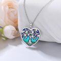 wholesale 925 Sterling Silver Heart-Shaped Tree of Life Pendant Necklace with Blue and Green Enamel & Cubic Zirconia - Mother Daughter Family Tree s for Mom/Daughter/Wife-0-2