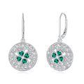 wholesale 925 Sterling Silver Clover Earrings Green Gemstone-0-0