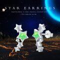 wholesale 925 Sterling Silver Star Stud Earrings w/Abalone & Cubic Zirconia - Hypoallergenic-0-5
