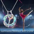wholesale 925 Sterling Silver Rainbow Crystal Gymnastics Ballerina Pendant Necklace USA Sports s for Women Girls-0-1