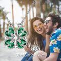 wholesale 925 Sterling Silver Moonstone Convertible Necklace for Women - Four Leaf Clover Heart Pendant Green Crystal Accents-0-11