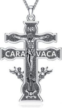 wholesale 925 Sterling Silver Crucifix Cross with Angels and Skulls Pendant Necklace for Men/Women - Catholic Protection -S-Caravaca Cross Necklace