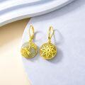 wholesale 14K Gold Plated Sterling Silver Round Natural Jade Earrings for Women-0-17
