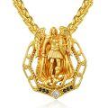 wholesale Gold 925 Sterling Silver Saint Christopher and Saint Michael Pendant Chain Necklace for Men & Women Catholic Religious -0-0