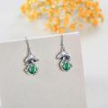 wholesale 925 Sterling Silver Green Moss Agate & Malachite Mushroom Drop Earrings-0-2