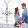 wholesale Sterling Silver Birthstones Rose Cross Heart Crucifix Pendant Necklace for Women-0-91