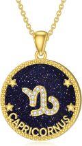 wholesale 14k Gold Plated Blue Sandstone Zodiac Necklace 12 Constellation Pendant for Women-0-35