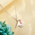 wholesale 925 Sterling Silver Bird Pendant Charm Necklace - Unique Pink Enamel Animal s for Her-0-3